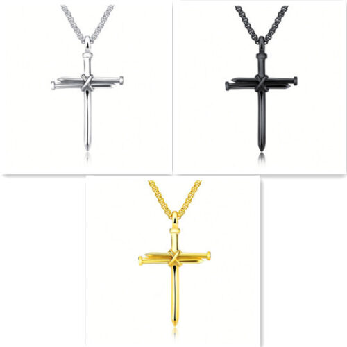 Men Iron Nail Cross Pendant Necklace Stainless Steel Jewelry Gift - Image 6