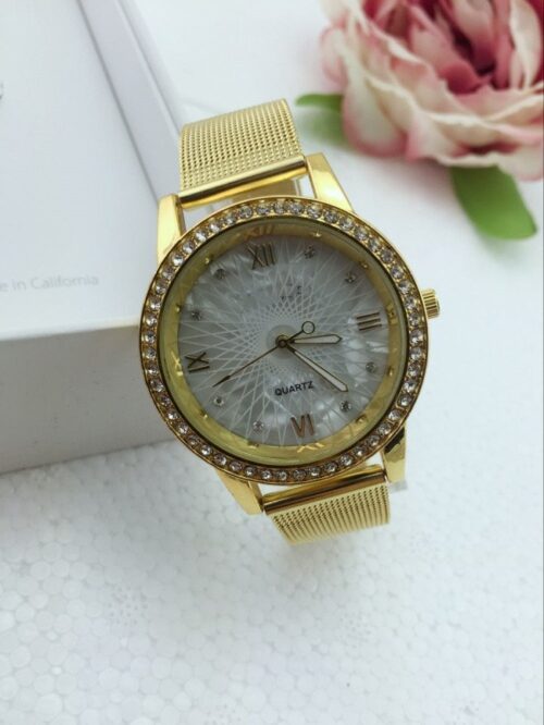 Watch female gold mesh belt watches alloy electronic - Image 2