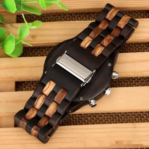 New Multi-functional Calendar Full Wood Band Quartz Watch - Image 8