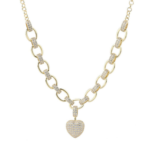 Micro Inlaid Heart-Shaped Necklace And Bracelet Set - Image 9