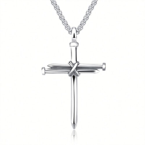 Men Iron Nail Cross Pendant Necklace Stainless Steel Jewelry Gift - Image 2