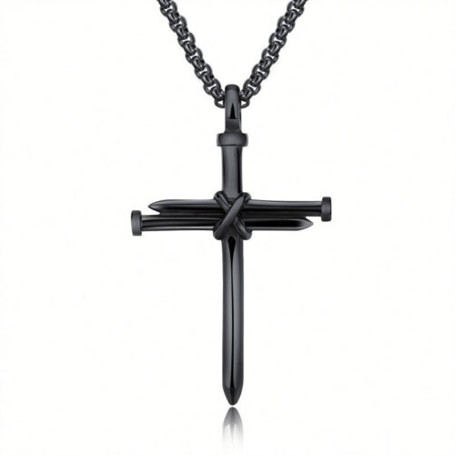 Men Iron Nail Cross Pendant Necklace Stainless Steel Jewelry Gift - Image 7