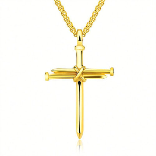 Men Iron Nail Cross Pendant Necklace Stainless Steel Jewelry Gift - Image 4