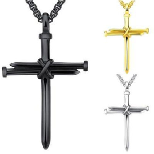 Men Iron Nail Cross Pendant Necklace Stainless Steel Jewelry Gift - Image 5