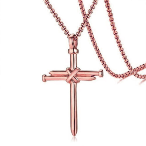 Men Iron Nail Cross Pendant Necklace Stainless Steel Jewelry Gift - Image 3