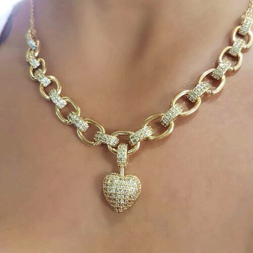 Micro Inlaid Heart-Shaped Necklace And Bracelet Set - Image 8