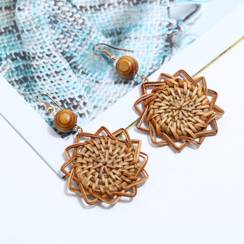 Rattan Handmade Bamboo Earrings - Image 4