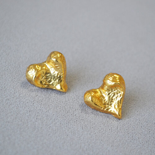 Sandstone Surface IHeart Brass Gold/ Silver Plated Earrings - Image 6