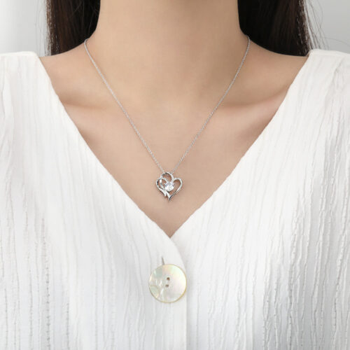 Double Love Necklace With Rhinestones Clavicle Chain. Jewelry For Women - Image 2