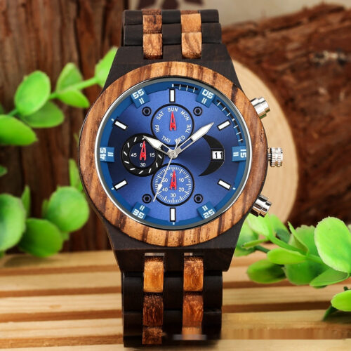 New Multi-functional Calendar Full Wood Band Quartz Watch - Image 3