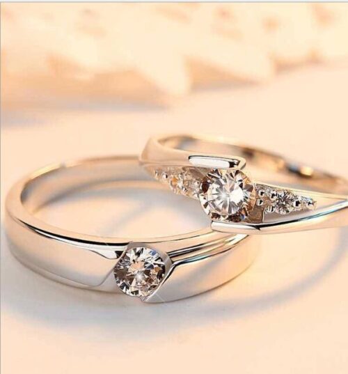 Diamond Ring 925 Silver Men and Women Marriage Rings - Image 2