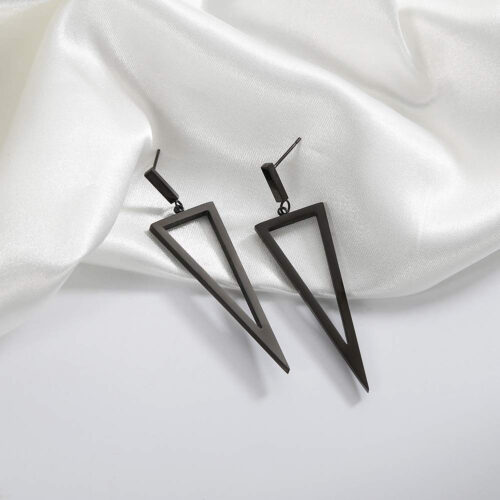 Black Metal Triangle Earrings - Image 6