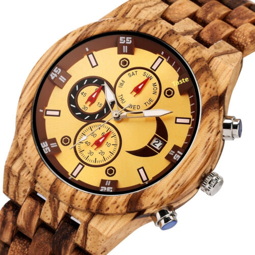 New Multi-functional Calendar Full Wood Band Quartz Watch - Image 9