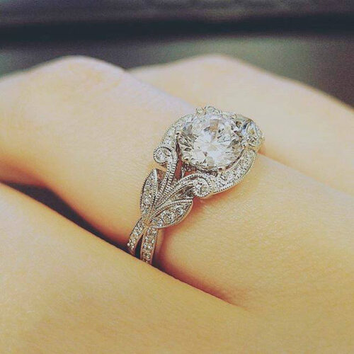 Diamond Rings Tree Leaf Engagement Rings