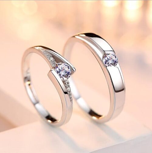 Diamond Ring 925 Silver Men and Women Marriage Rings - Image 3