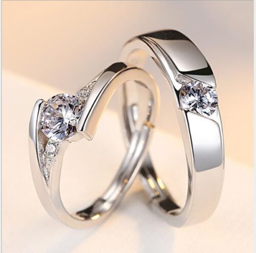 Diamond Ring 925 Silver Men and Women Marriage Rings - Image 5