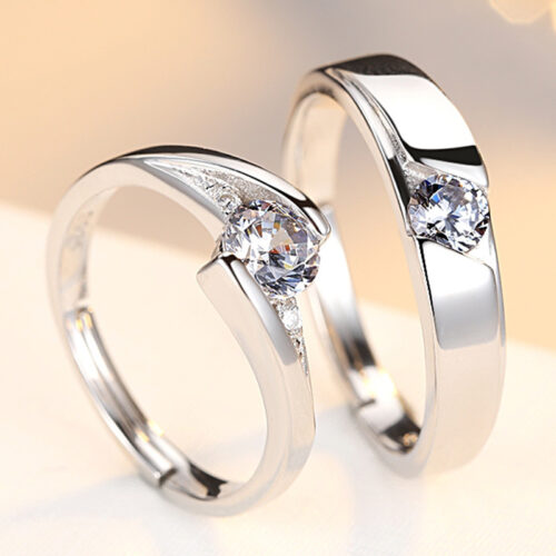 Diamond Ring 925 Silver Men and Women Marriage Rings