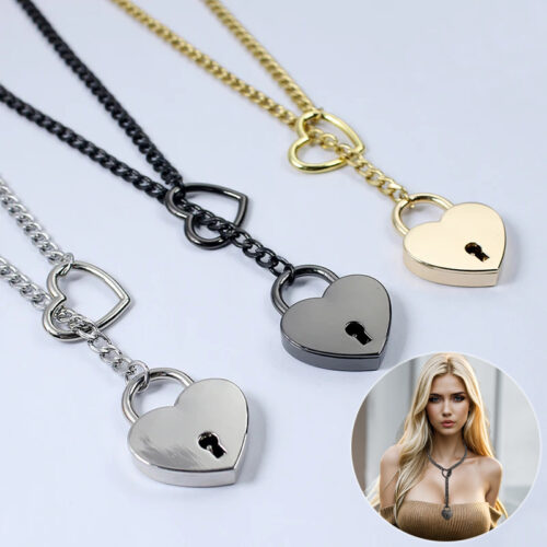 O-Ring Adjustable Heart Shaped Lock Core Necklace With Key