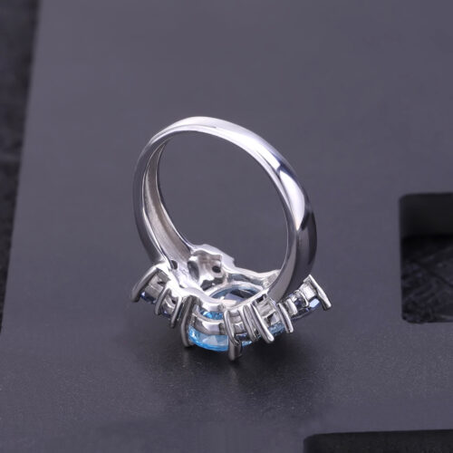 S925 Silver Inlaid Natural Topaz Ring - Image 2