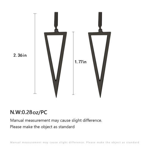 Black Metal Triangle Earrings - Image 3