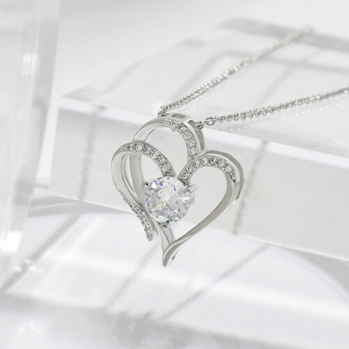 Double Love Necklace With Rhinestones Clavicle Chain. Jewelry For Women - Image 3