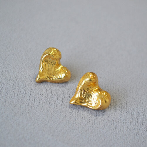 Sandstone Surface IHeart Brass Gold/ Silver Plated Earrings - Image 2