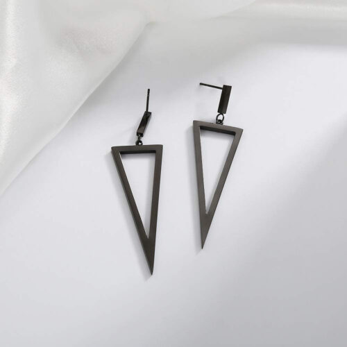 Black Metal Triangle Earrings - Image 4