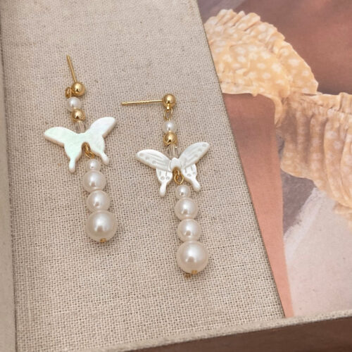 Earrings Female Natural Mother Shell Butterfly Pearl - Image 2