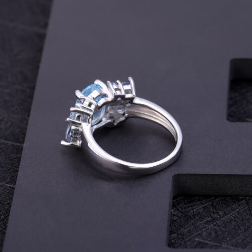 S925 Silver Inlaid Natural Topaz Ring - Image 4