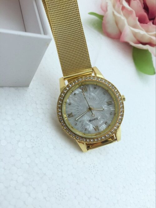 Watch female gold mesh belt watches alloy electronic - Image 4